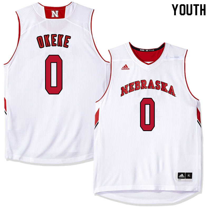 Youth Nebraska Cornhuskers #0 Duby Okeke College Basketball Jersyes Sale-White